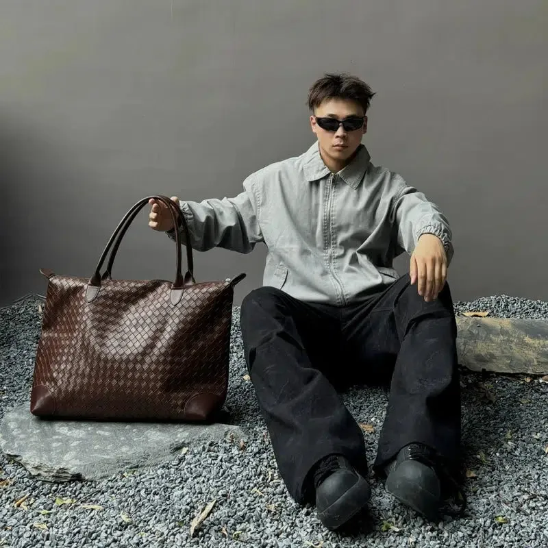 Leather Woven Large Capacity Tote Bag