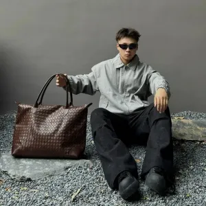 Leather Woven Large Capacity Tote Bag