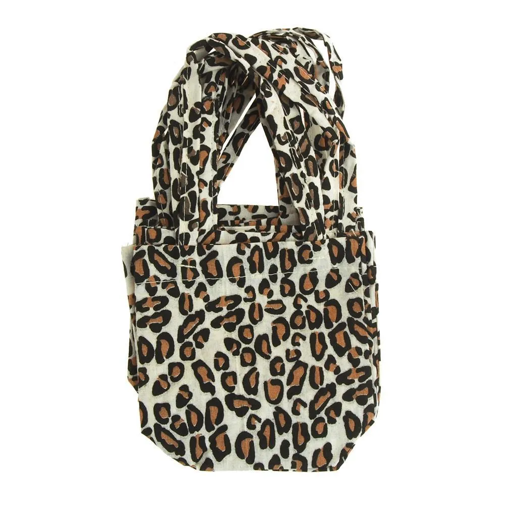 Leopard Print Cotton Tote Bag, 5-Inch, 6-Piece