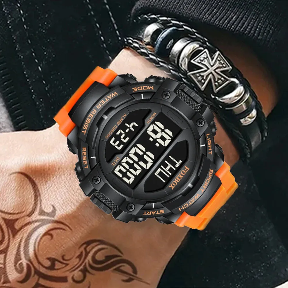 LIGE Men Waterproof Watches Foxbox Janpenese Quartz Chronograph Heavy-Duty Watch Men Alarm Electronic Wristwatch reloj de hombre