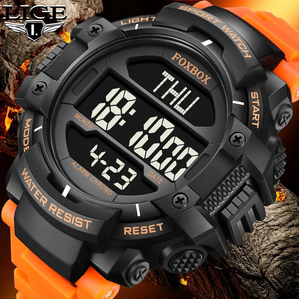 LIGE Men Waterproof Watches Foxbox Janpenese Quartz Chronograph Heavy-Duty Watch Men Alarm Electronic Wristwatch reloj de hombre