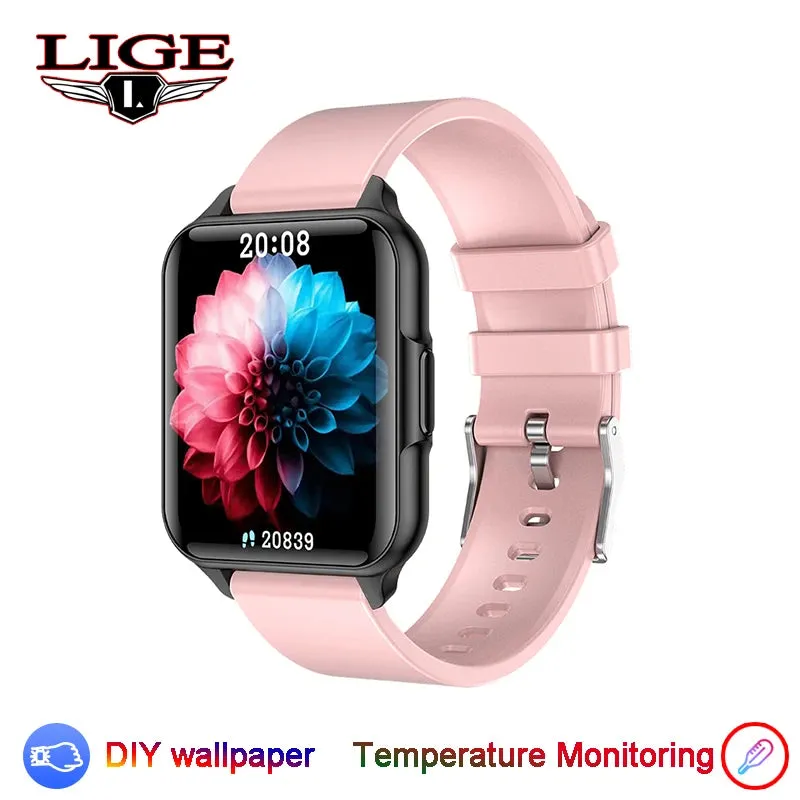 LIGE Smartwatch Body Temperature Monitoring IP68 Waterproof Watch Heart Rate Dial Wallpaper Sports Fitness Tracker Smart Watches