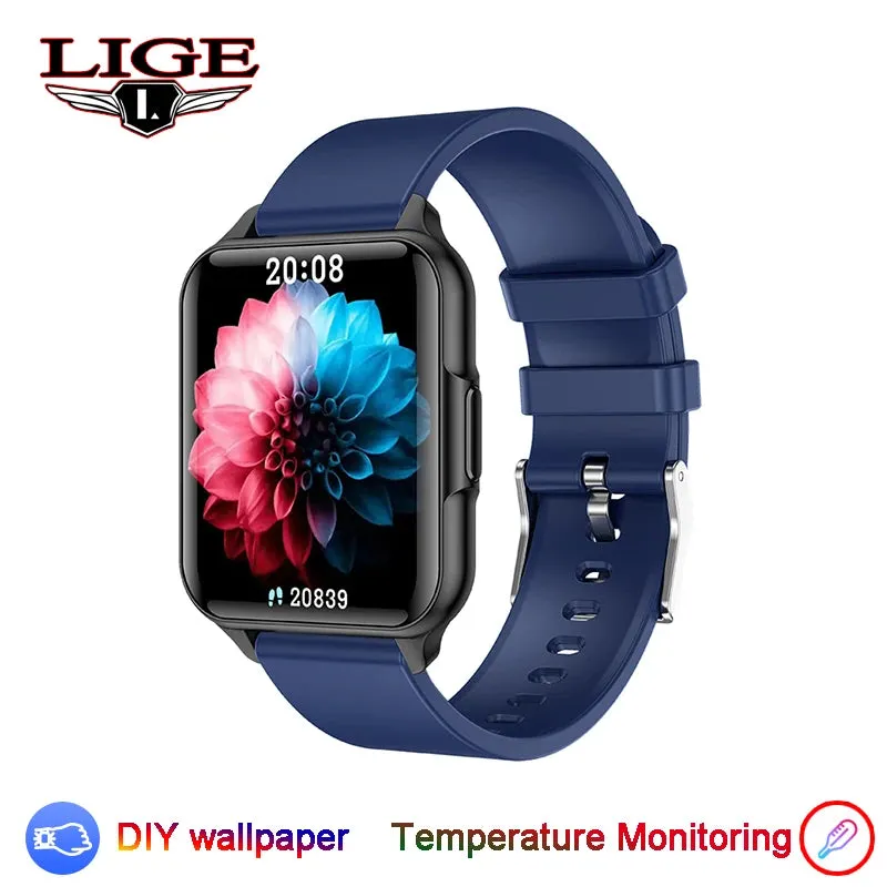 LIGE Smartwatch Body Temperature Monitoring IP68 Waterproof Watch Heart Rate Dial Wallpaper Sports Fitness Tracker Smart Watches