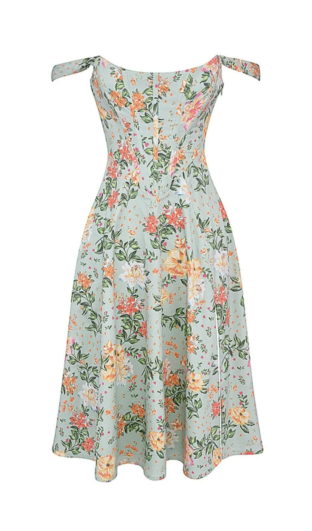 LIGHT JADE PRINT MIDI SUNDRESS