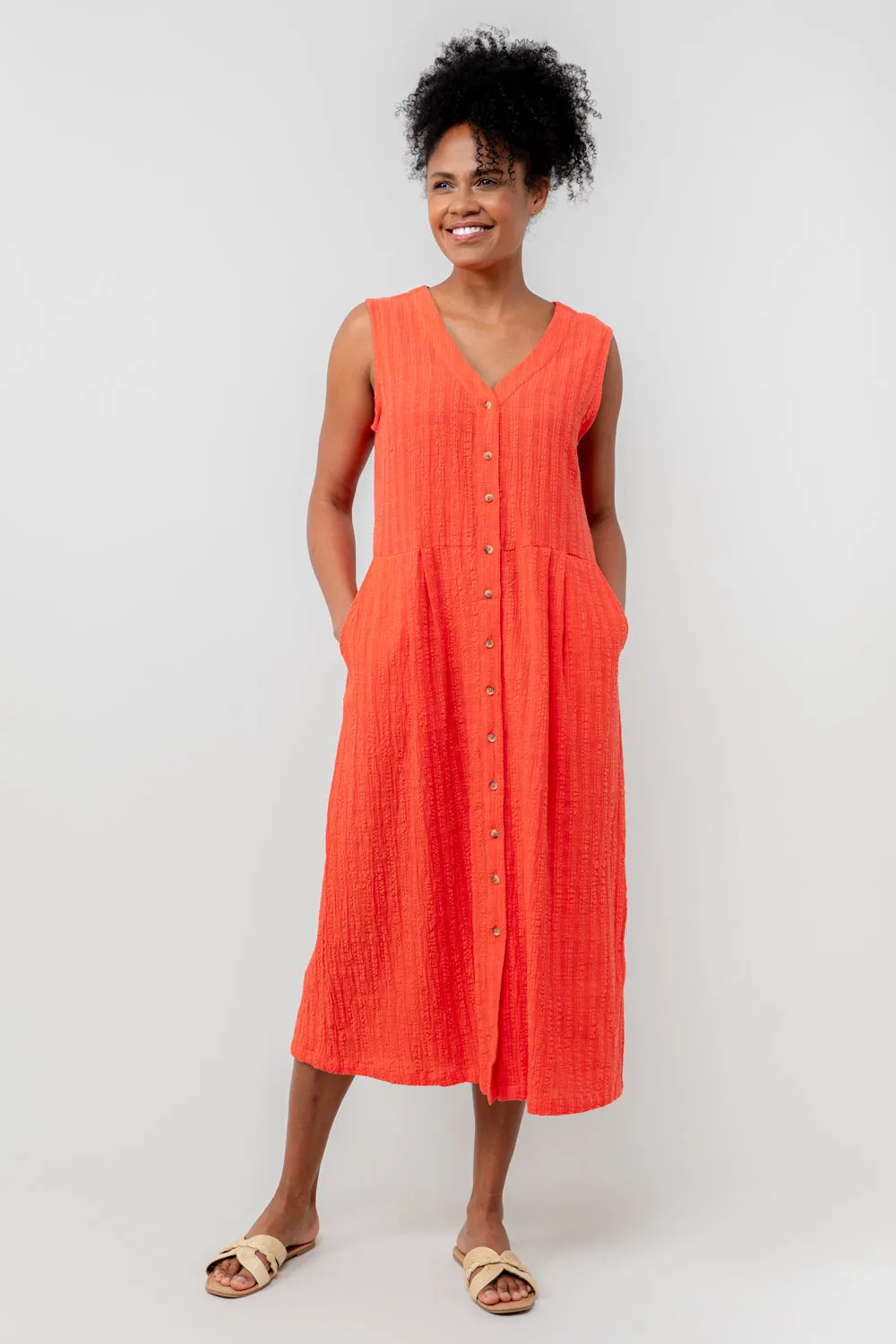 Lily & Me 14 Cerise Seersucker Check Sundown Dress