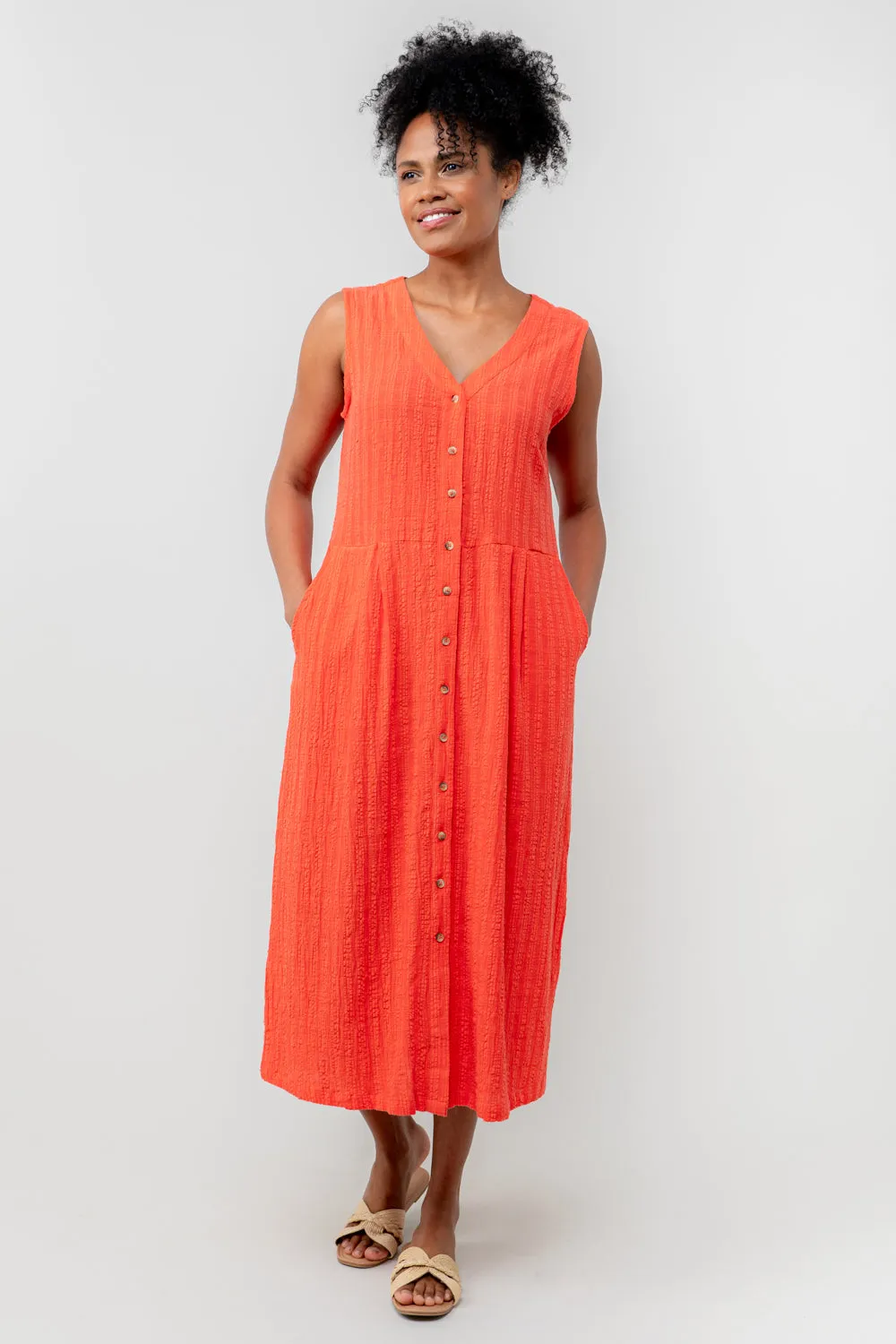 Lily & Me 14 Cerise Seersucker Check Sundown Dress