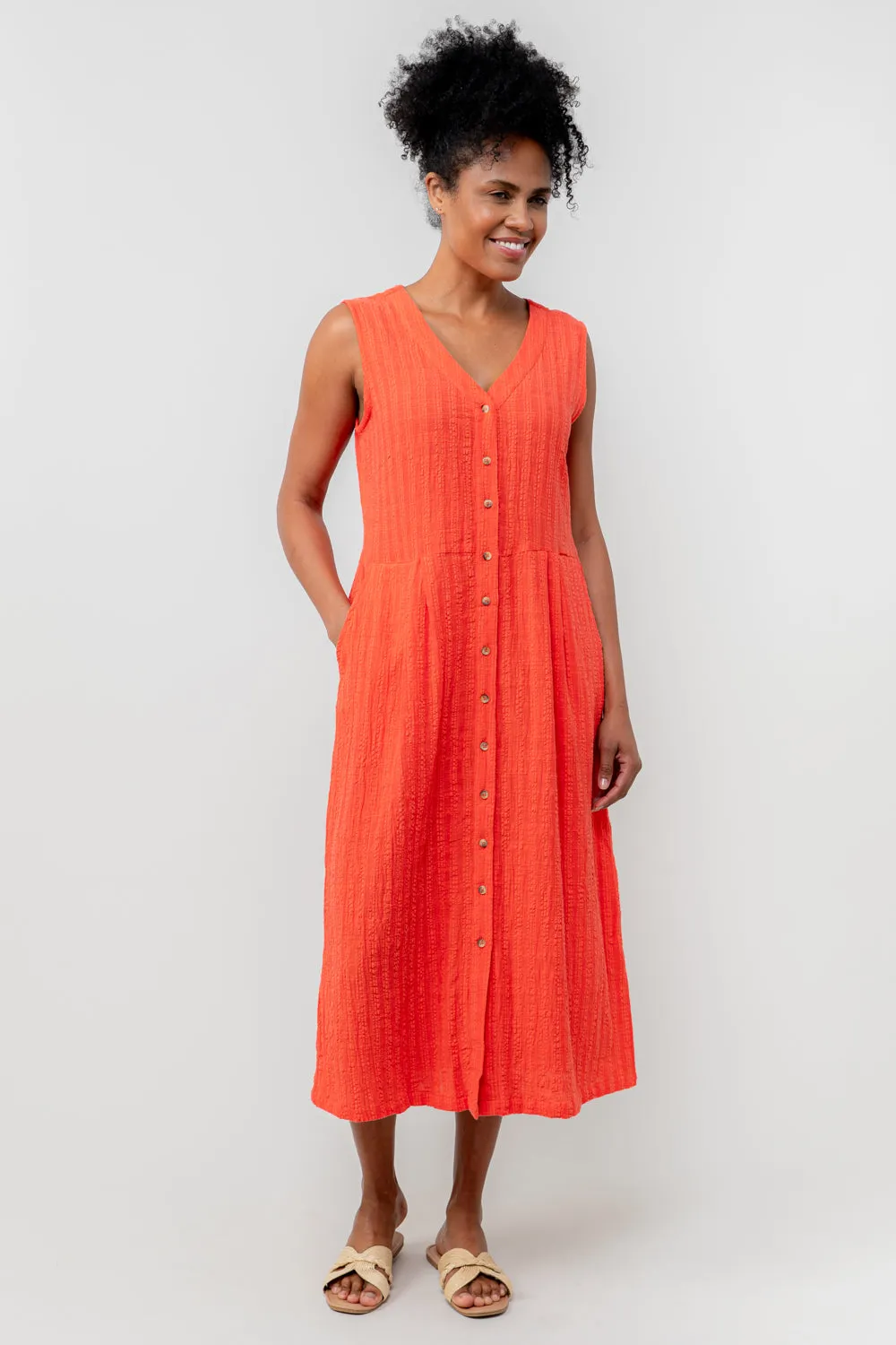 Lily & Me 14 Cerise Seersucker Check Sundown Dress