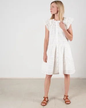 lina eyelet s/slv tiered tunic- cream cream
