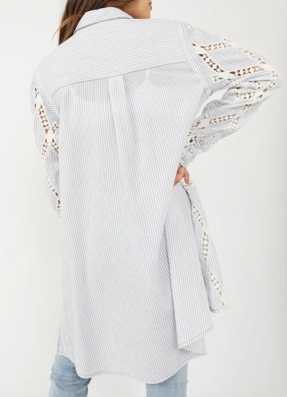 Long Sleeve Collared Striped Tunic