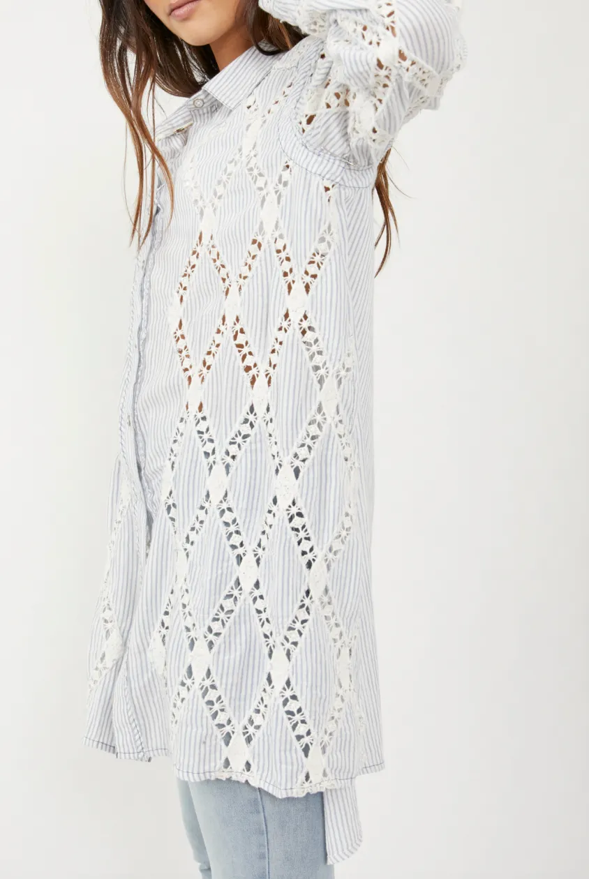 Long Sleeve Collared Striped Tunic