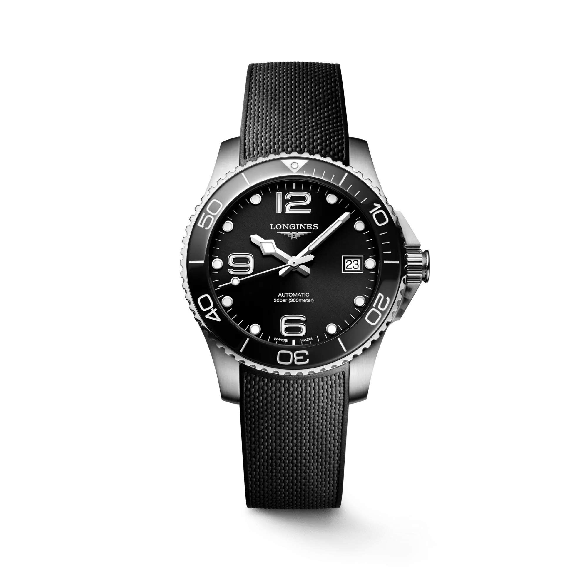 Longines HydroConquest 39mm Black Dial Rubber Strap Men's Watch L37804569
