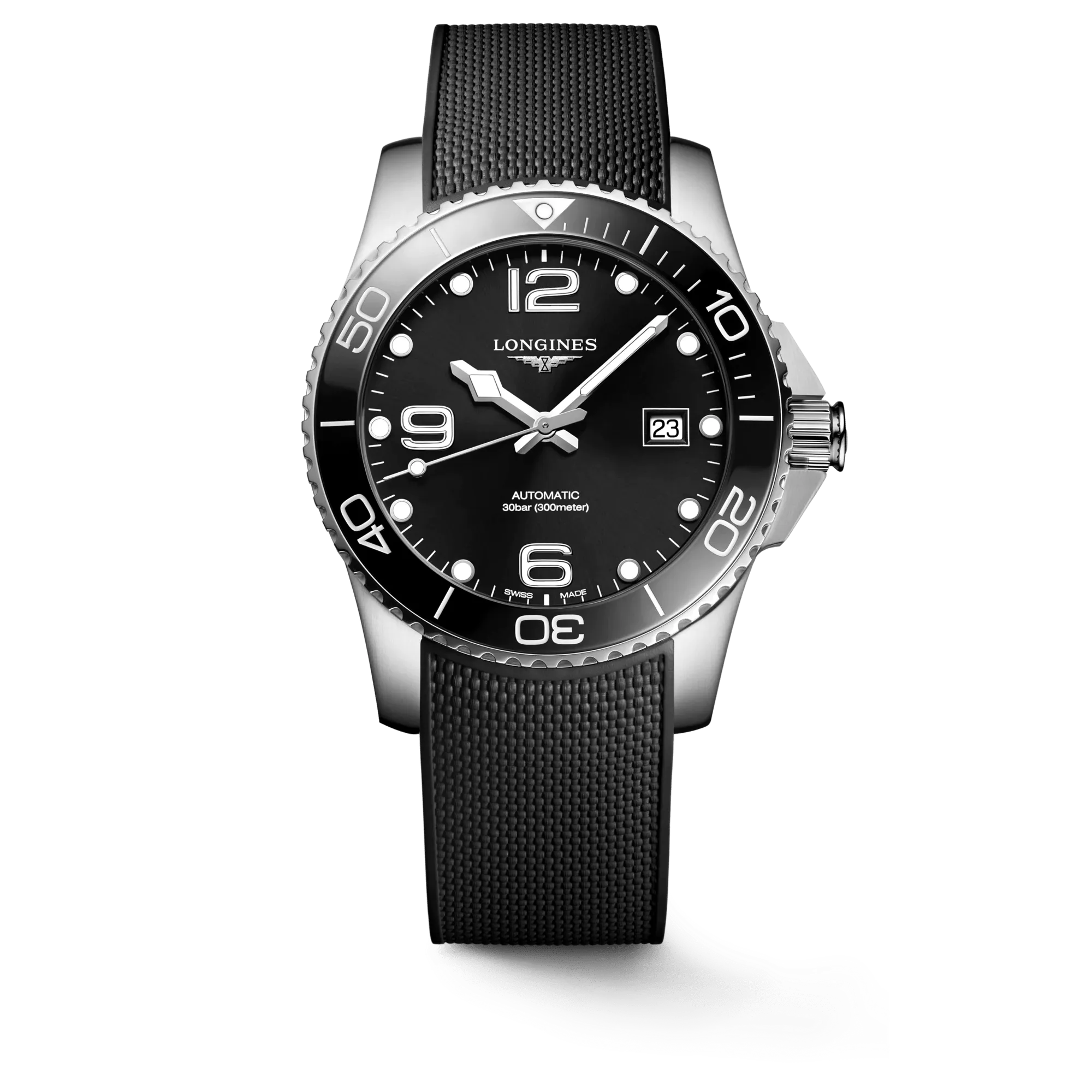 Longines HydroConquest 41mm Black Dial Rubber Strap Men's Watch L37814569