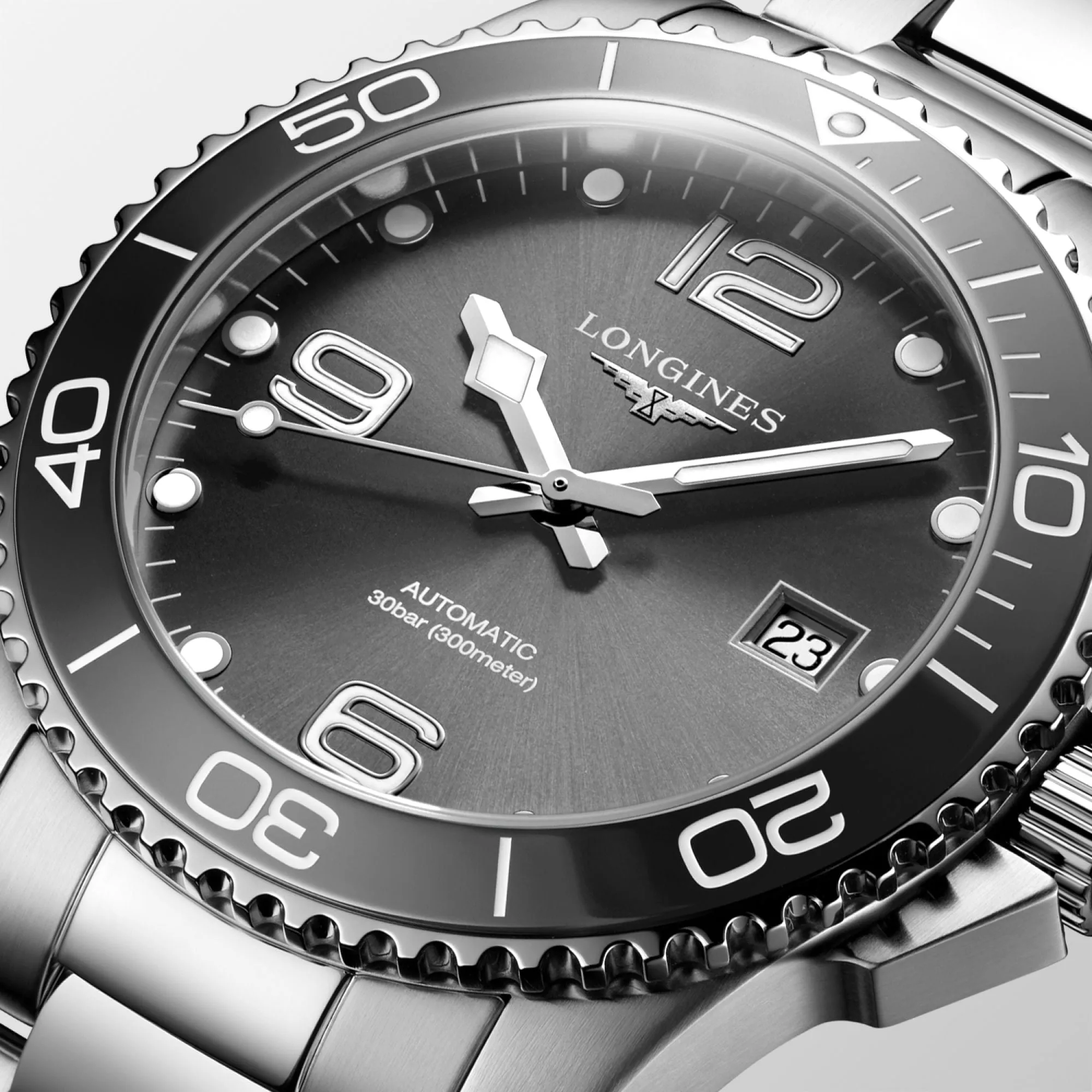 Longines HydroConquest 41mm Grey Dial Stainless Steel Men's Watch L37814766
