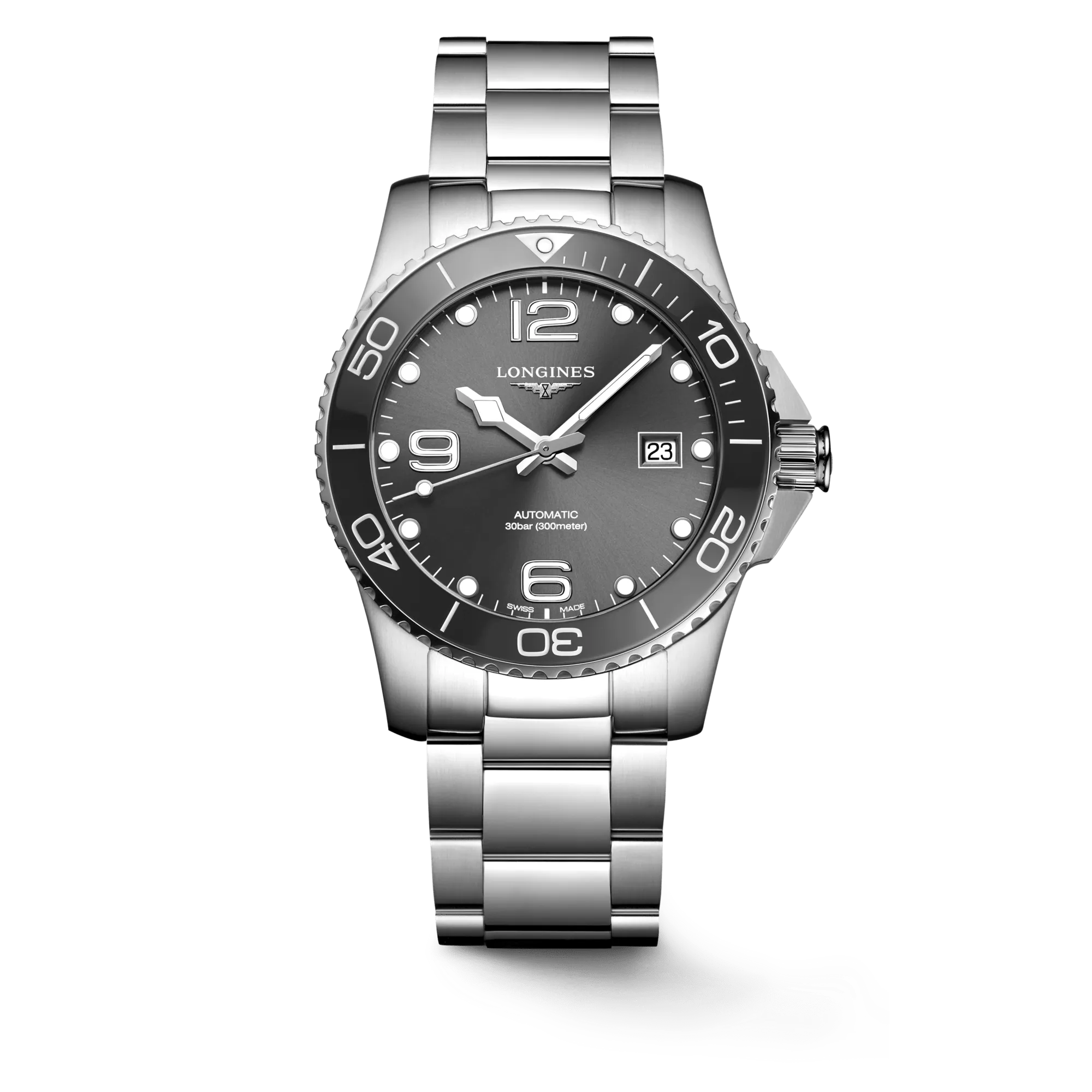 Longines HydroConquest 41mm Grey Dial Stainless Steel Men's Watch L37814766