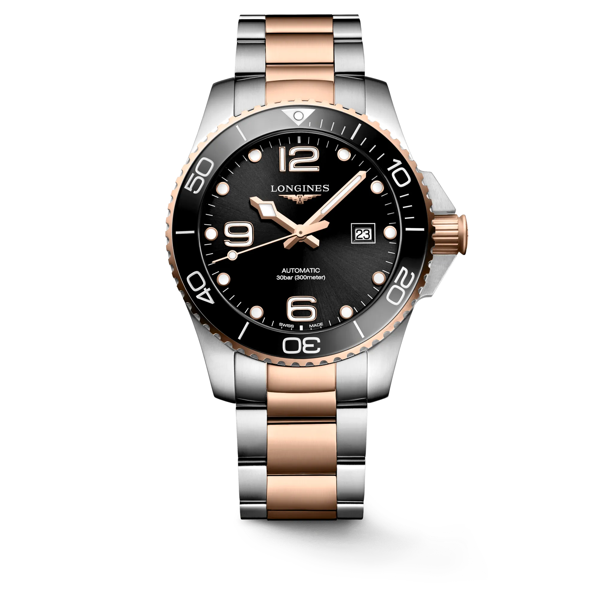 Longines HydroConquest 43mm Rose Gold-Black Steel Men's Watch L37823587
