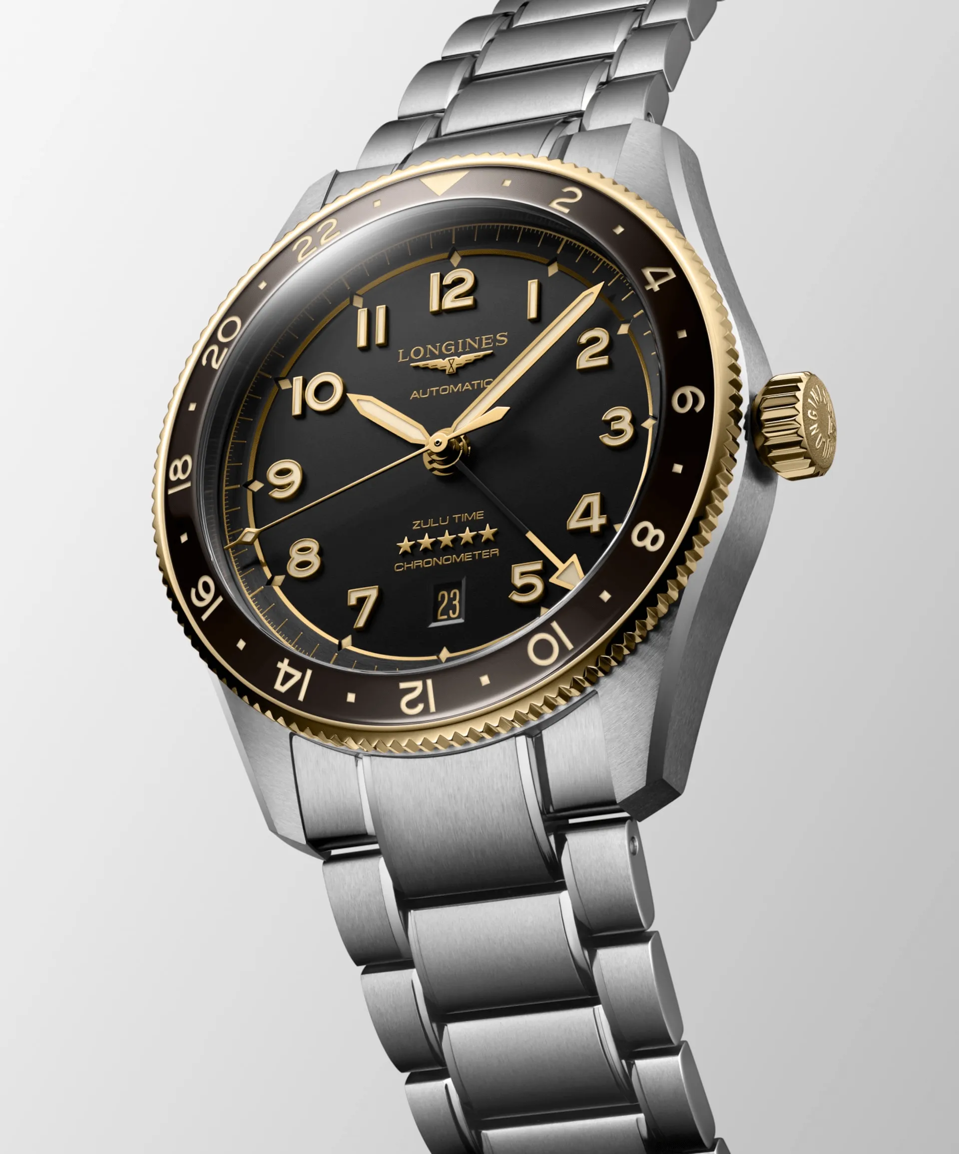 Longines Spirit Zulu Time 18K Stainless Steel Men's Watch L38125536