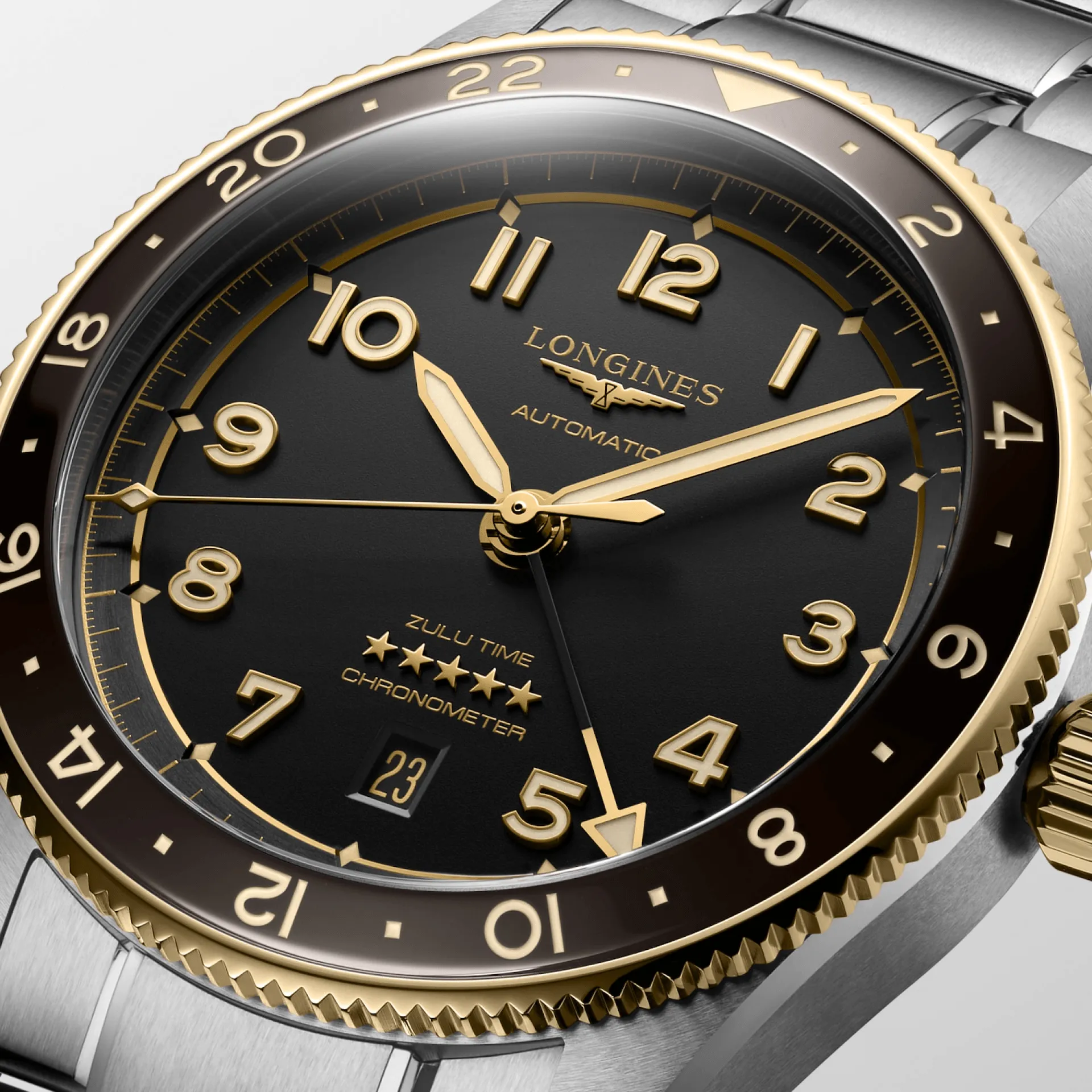 Longines Spirit Zulu Time 18K Stainless Steel Men's Watch L38125536