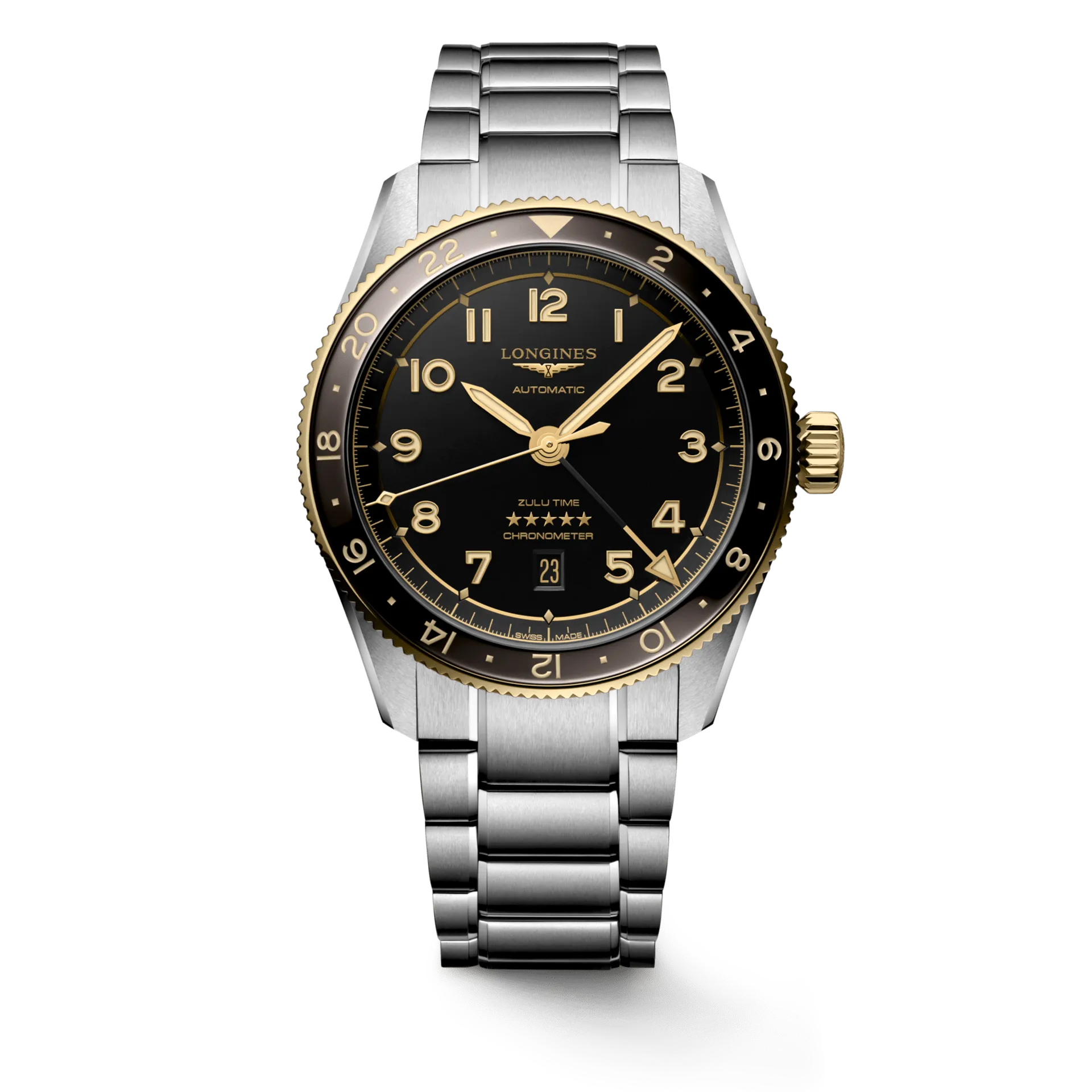 Longines Spirit Zulu Time 18K Stainless Steel Men's Watch L38125536