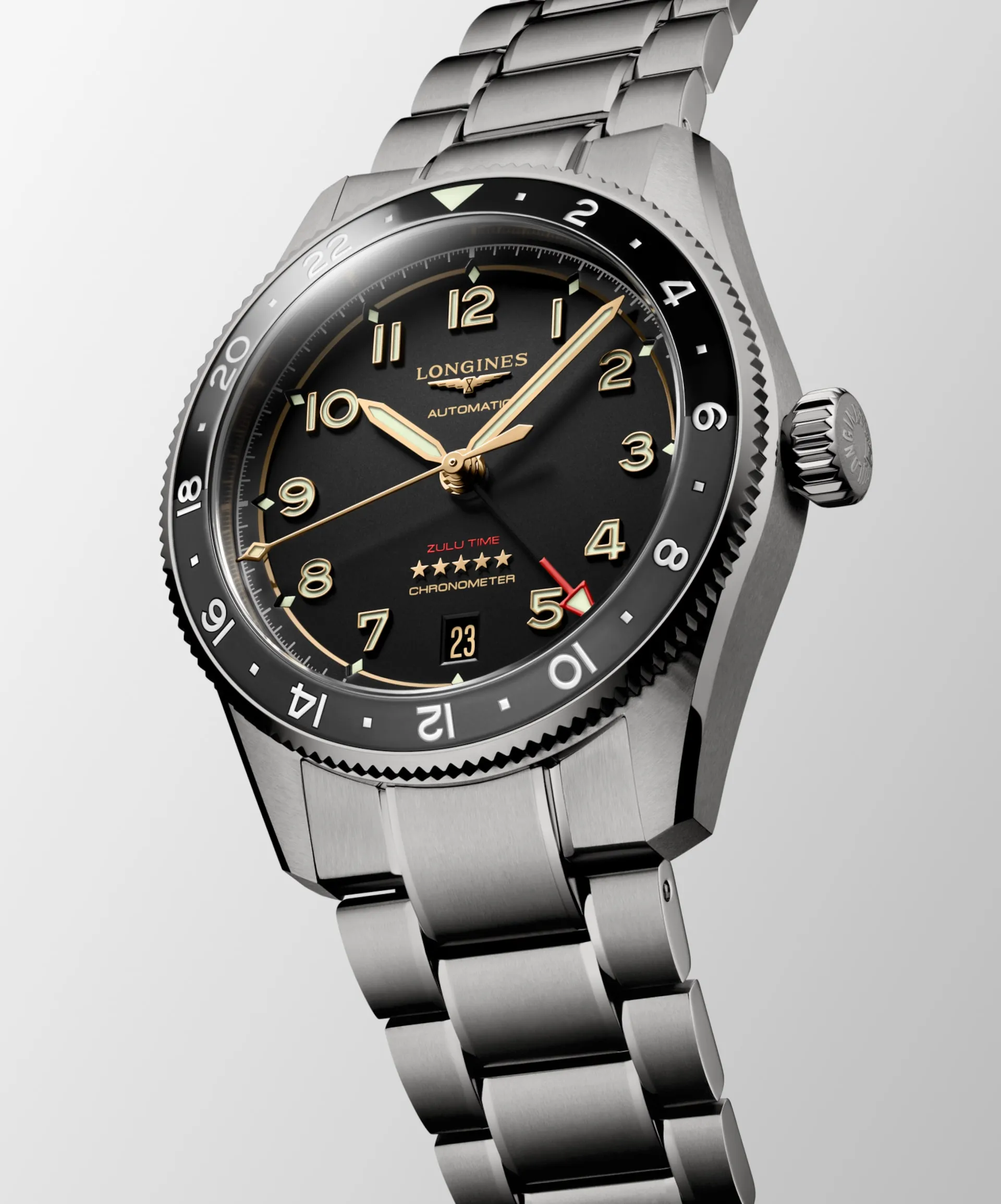 Longines Spirit Zulu Time 39mm Titanium Men's Watch L38021536