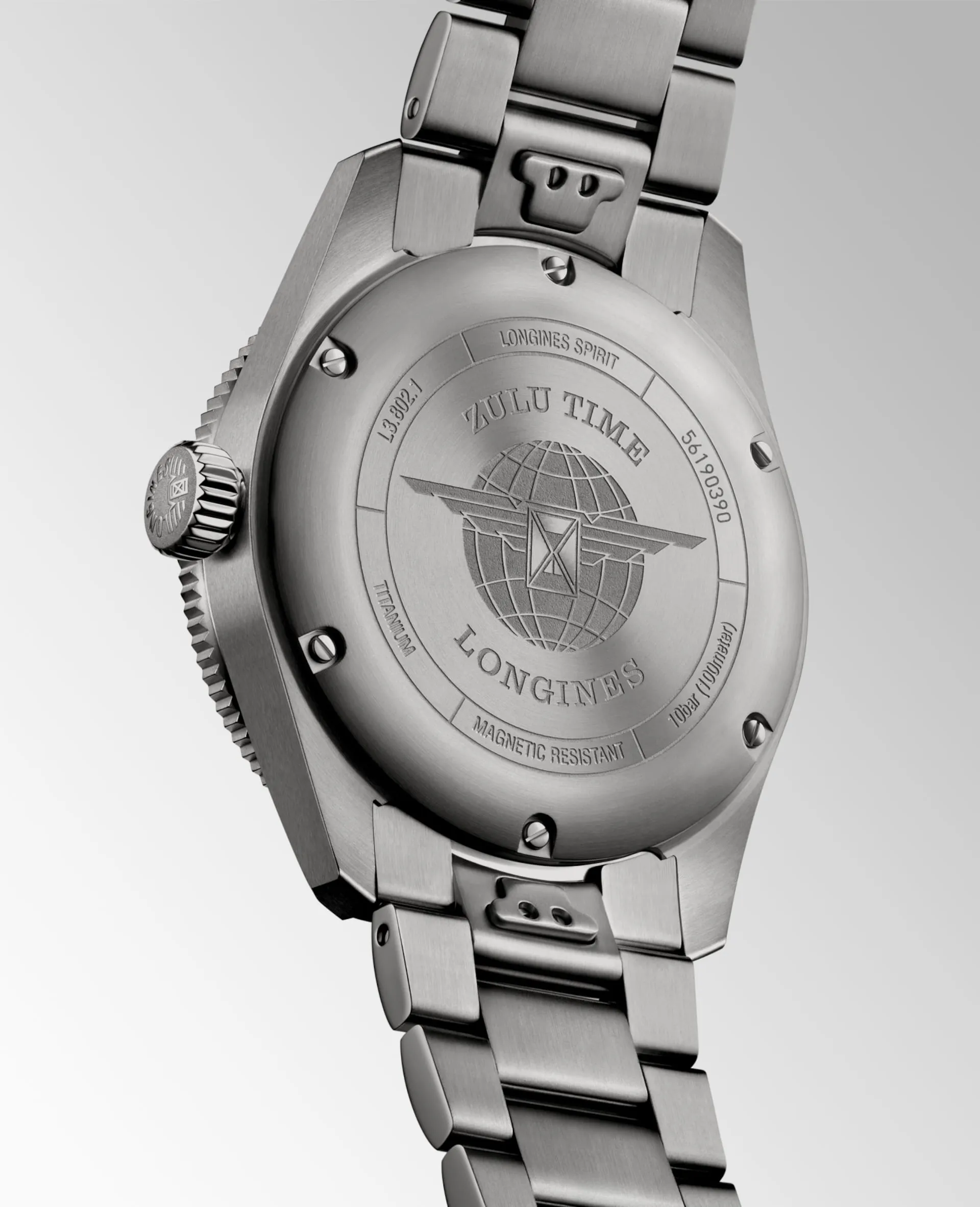 Longines Spirit Zulu Time 39mm Titanium Men's Watch L38021536
