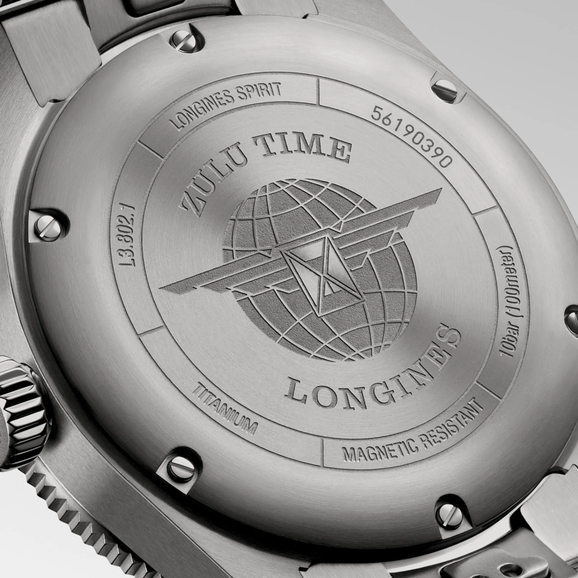 Longines Spirit Zulu Time 39mm Titanium Men's Watch L38021536