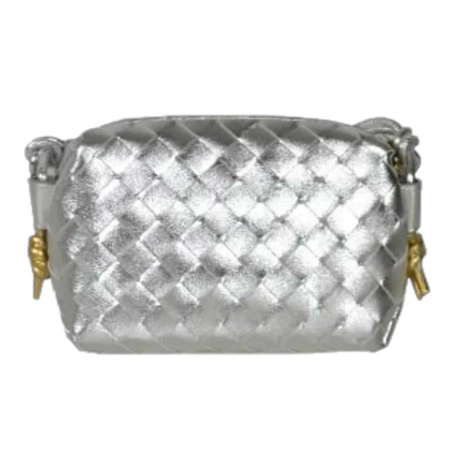 L'ora D'oro - Bella Leather Weaved Crossbody Bag - Argento
