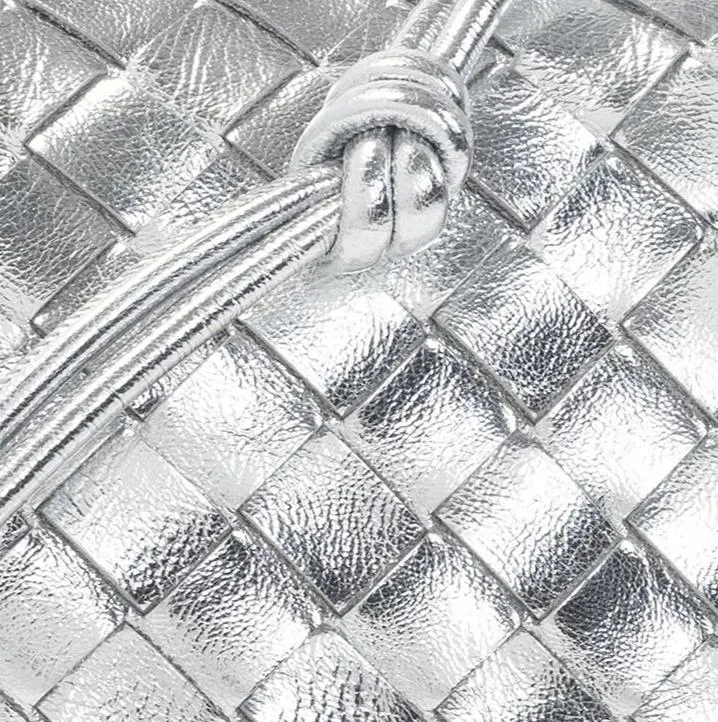 L'ora D'oro - Bella Leather Weaved Crossbody Bag - Argento