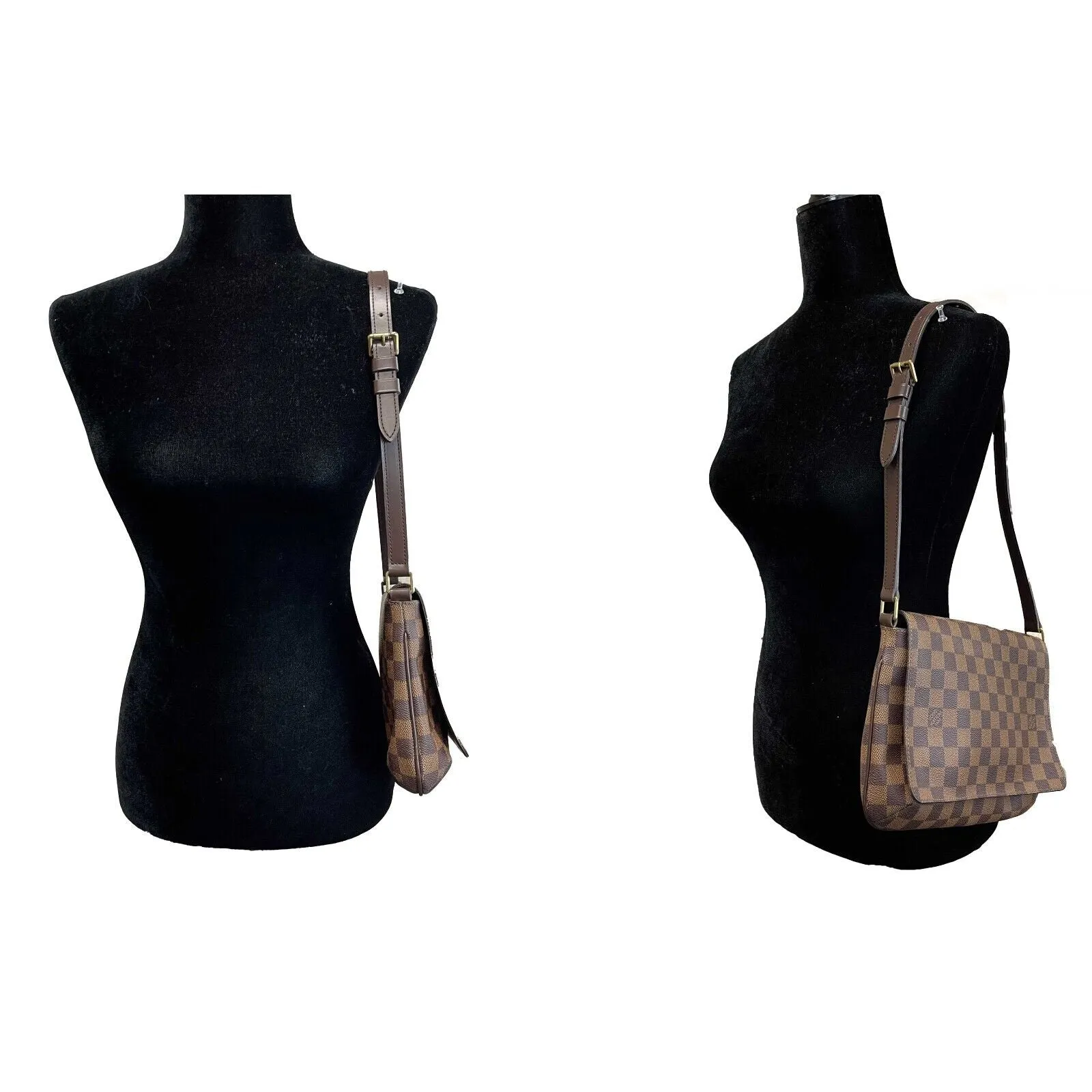 Louis Vuitton Musette Tango Damier Ebene Canvas Shoulder Bag