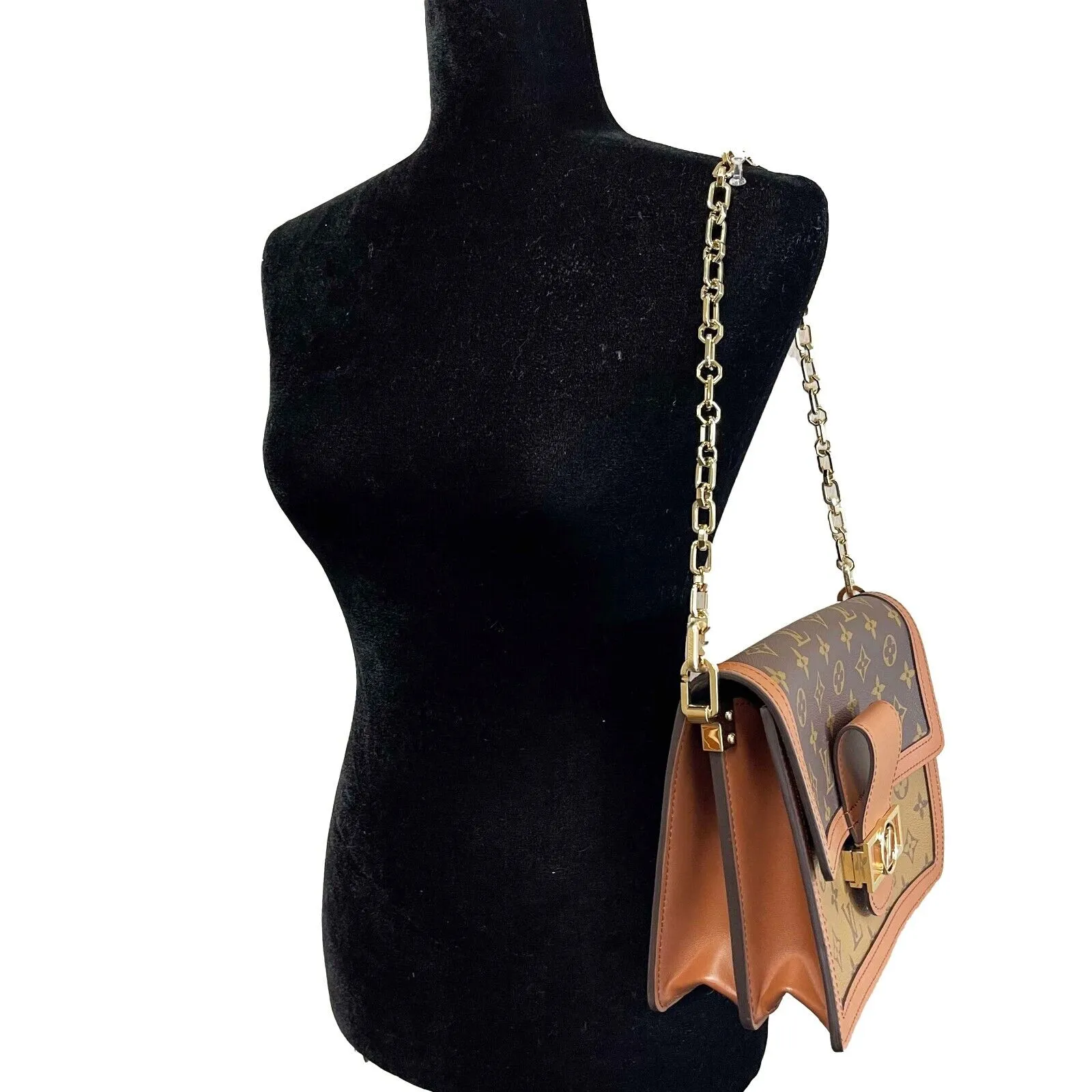 Louis Vuitton New w box Dauphine Reverse Monogram Canvas Leather MM Brown Handba