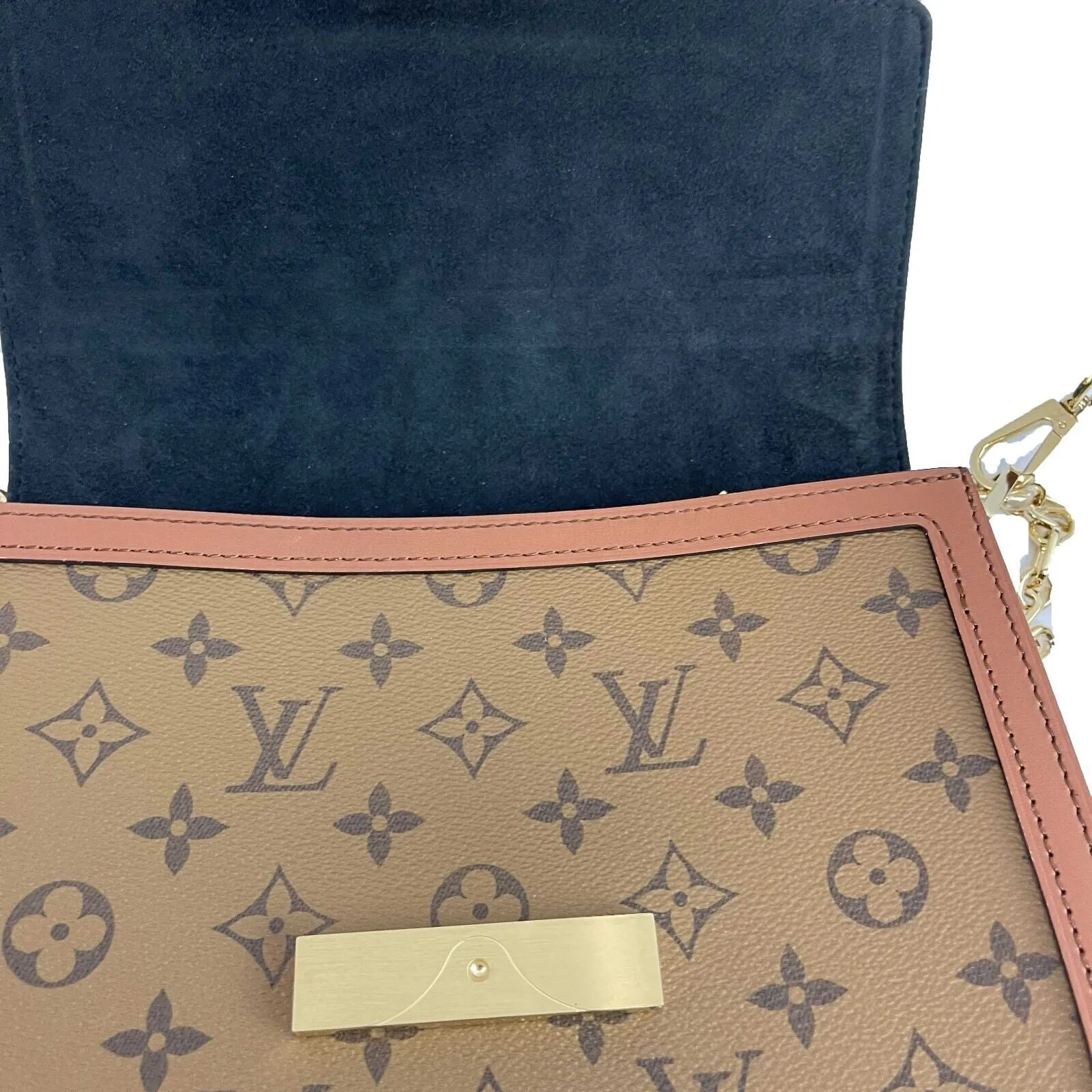 Louis Vuitton New w box Dauphine Reverse Monogram Canvas Leather MM Brown Handba