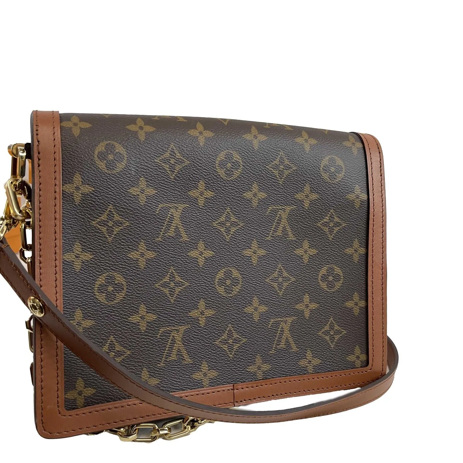 Louis Vuitton New w box Dauphine Reverse Monogram Canvas Leather MM Brown Handba