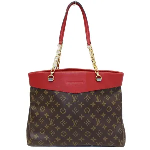 LOUIS VUITTON Pallas Chain Monogram Canvas Shopper Bag Brown