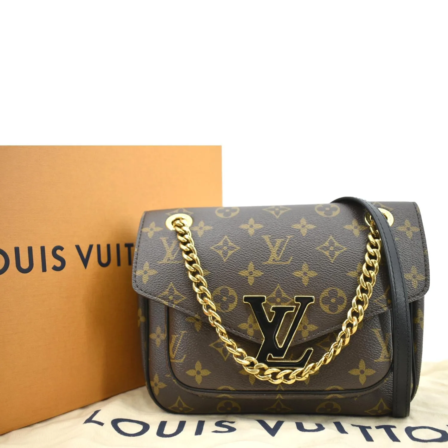LOUIS VUITTON Passy NM Monogram Canvas Shoulder Bag Brown
