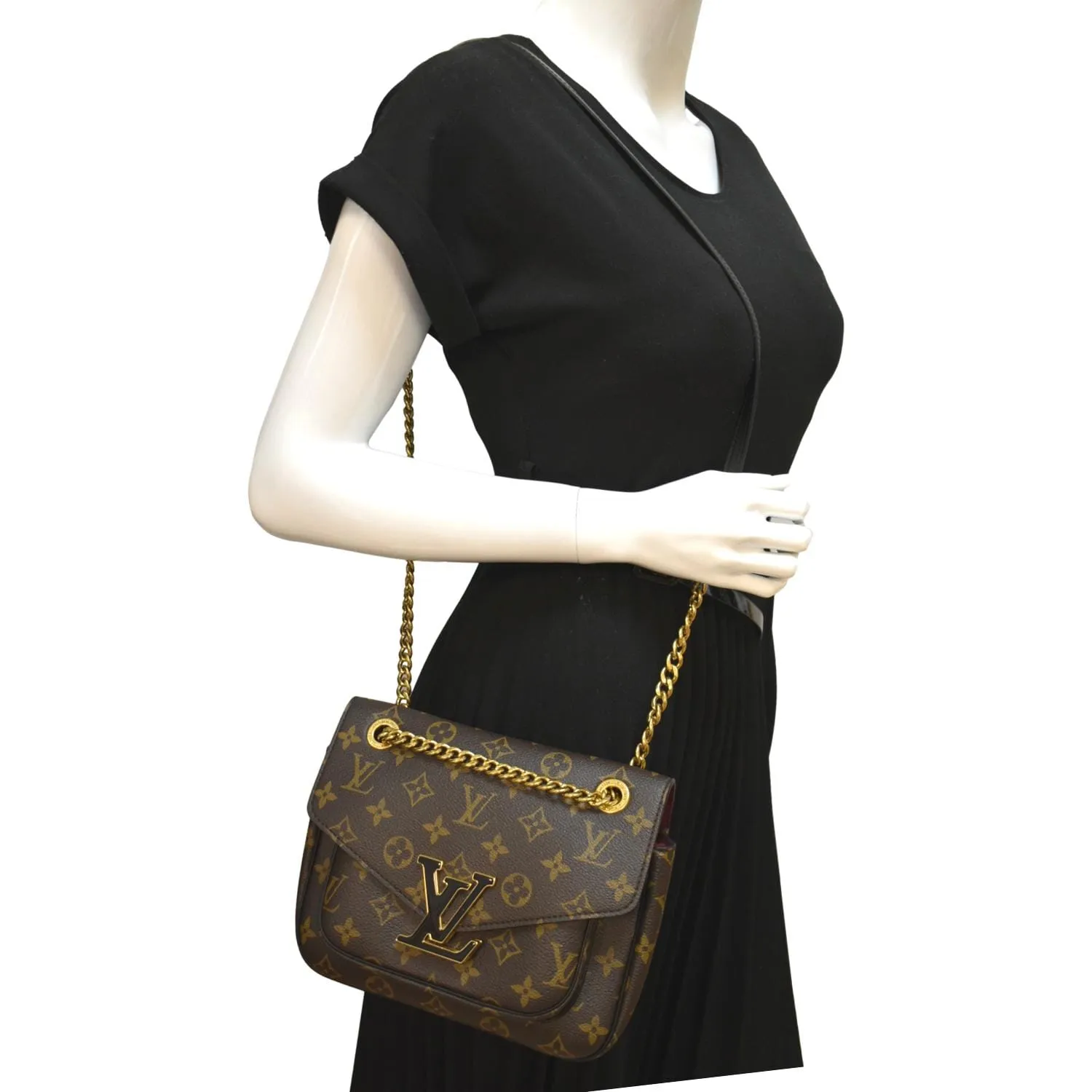 LOUIS VUITTON Passy NM Monogram Canvas Shoulder Bag Brown
