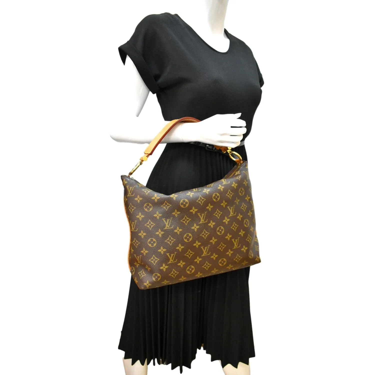 LOUIS VUITTON Sully PM Monogram Canvas Shoulder Bag Brown