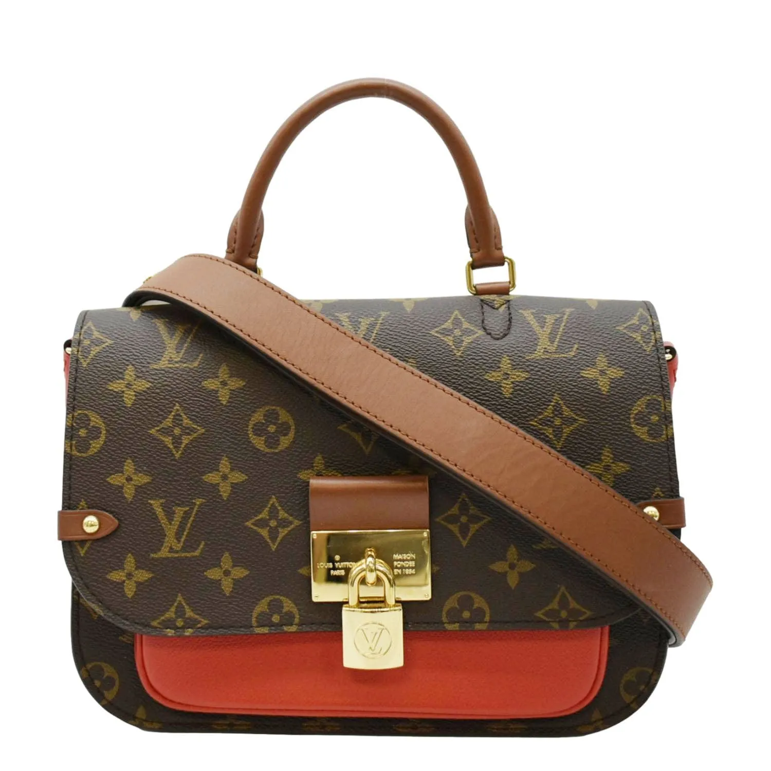 LOUIS VUITTON Vaugirard Monogram Canvas Shoulder Bag Coquelicot