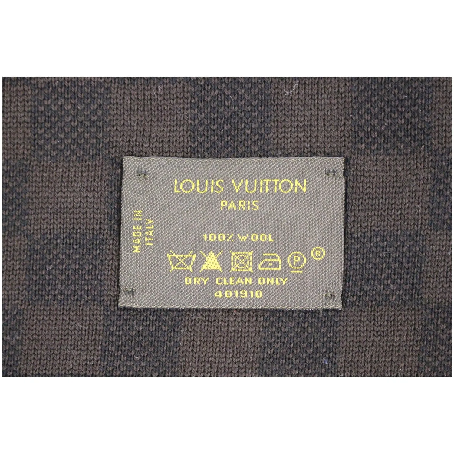 LOUIS VUITTON Wool Petit Damier Stole Scarf Brown