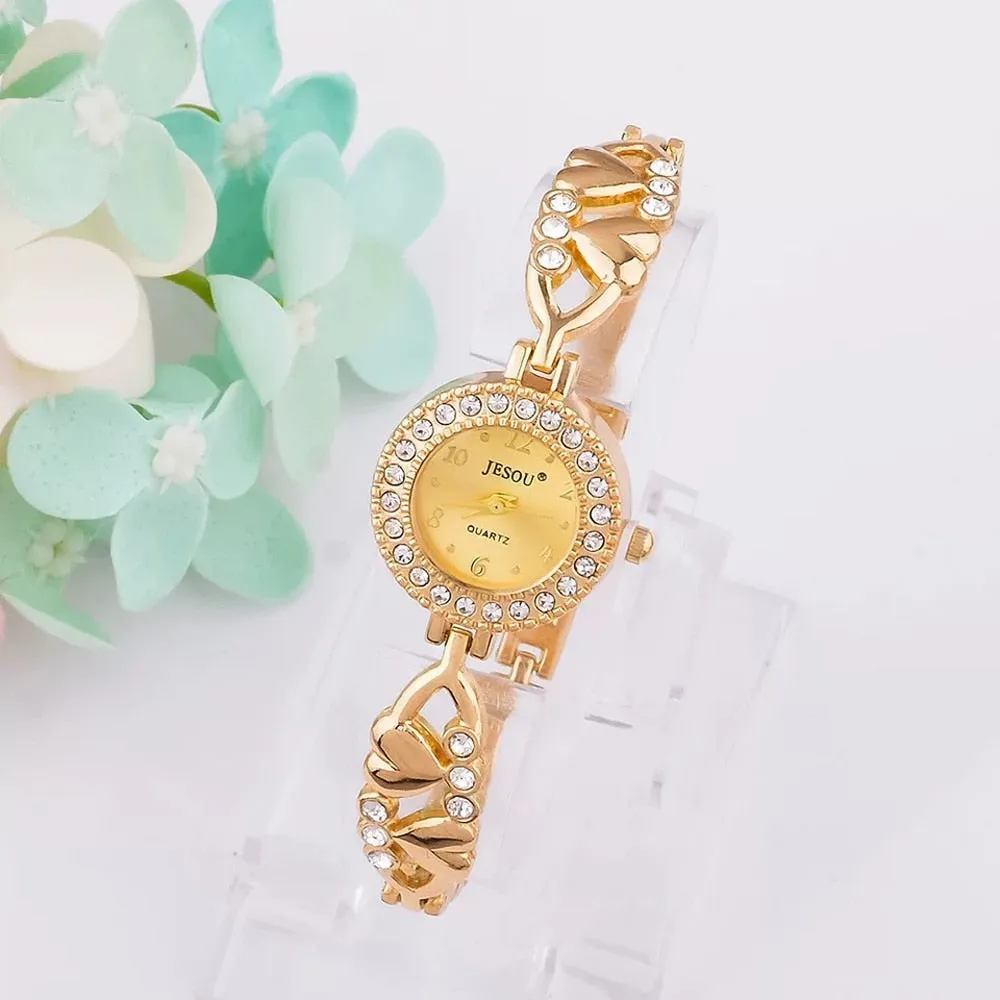 Lovely Gifts For Valentines - Gold Crystal Design Necklace Earrings ring  Jewelry Set