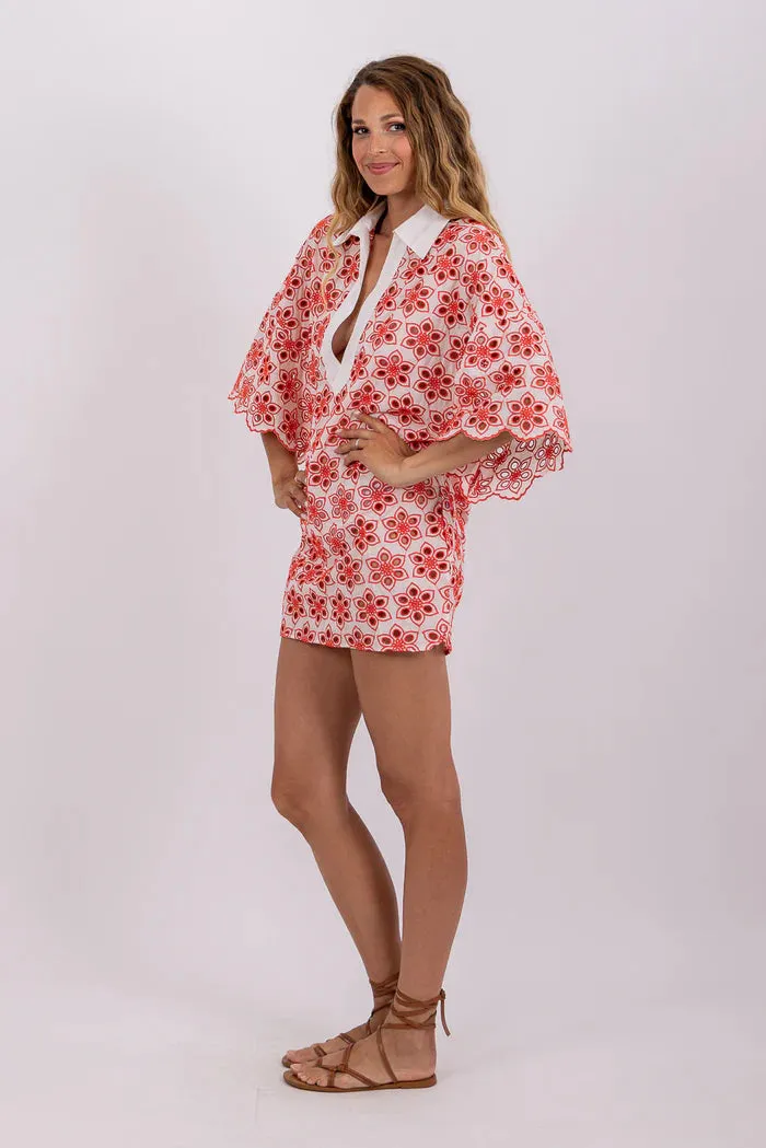 Lupita Dress - Red Eyelet