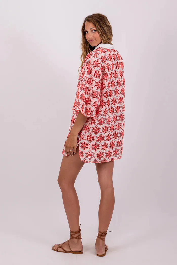 Lupita Dress - Red Eyelet