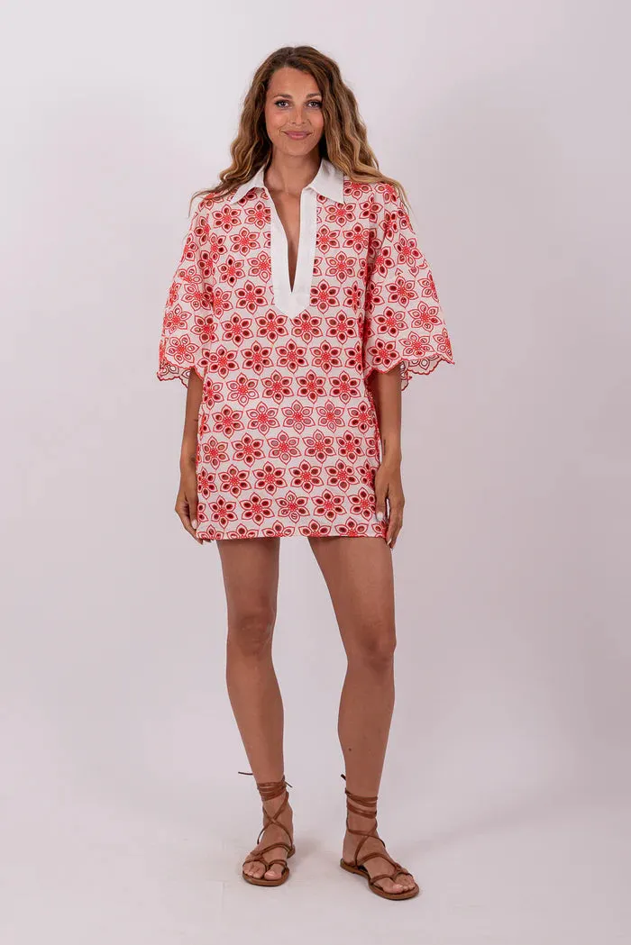 Lupita Dress - Red Eyelet