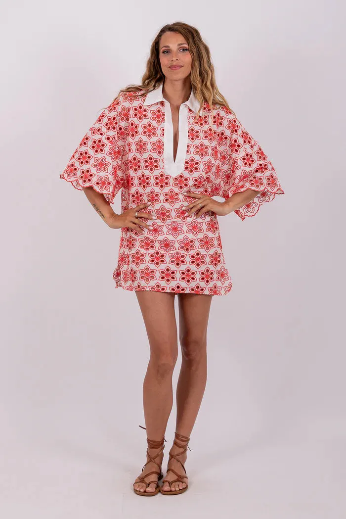 Lupita Dress - Red Eyelet