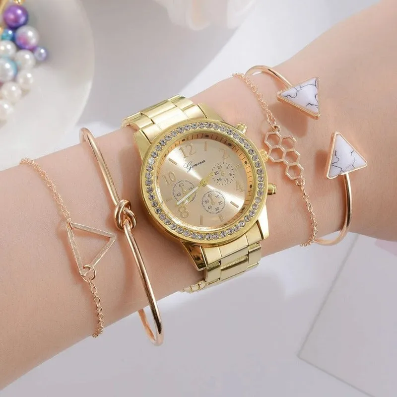 Luxury Women Watch Set Bracelet Wristwatche Jewellery