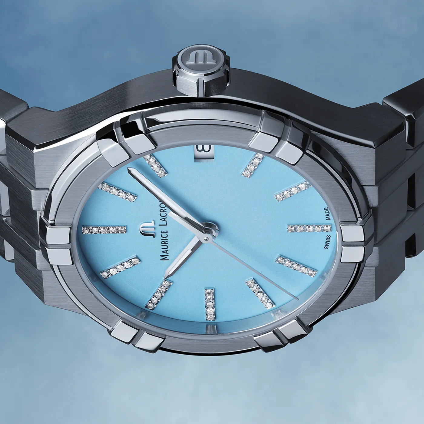 Maurice Lacroix AIKON 35mm Quartz Light Blue Women's Watch AI1106-SS002-450-1
