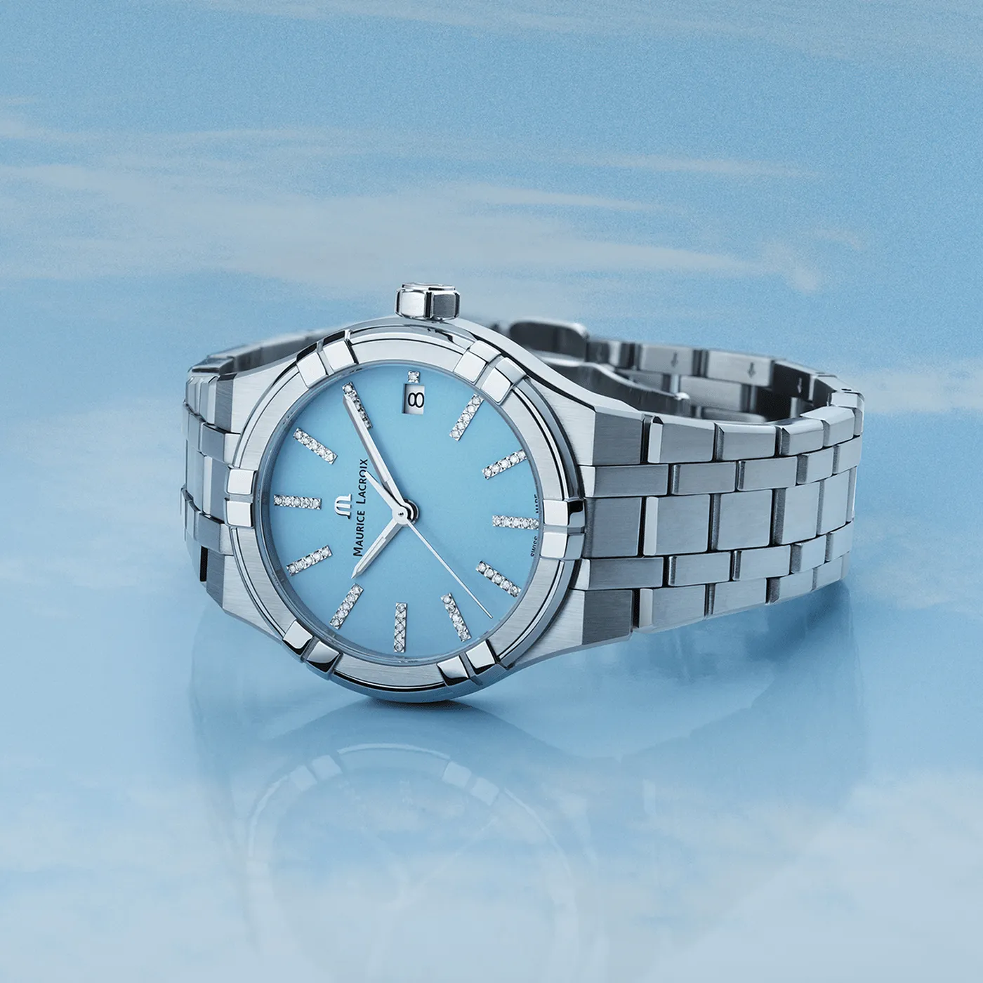 Maurice Lacroix AIKON 35mm Quartz Light Blue Women's Watch AI1106-SS002-450-1