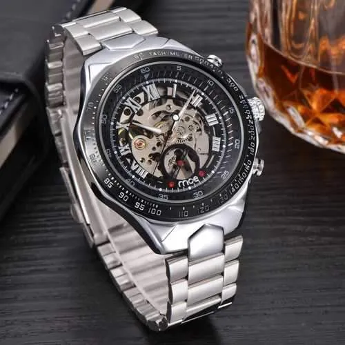 MCE 60275 Luxury Male Self-wind Mechanical Watches Stainless Steel Roman Numeral Wrist Watch