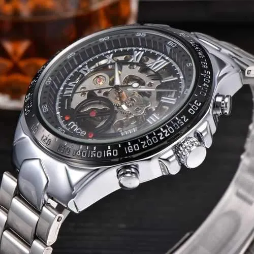 MCE 60275 Luxury Male Self-wind Mechanical Watches Stainless Steel Roman Numeral Wrist Watch
