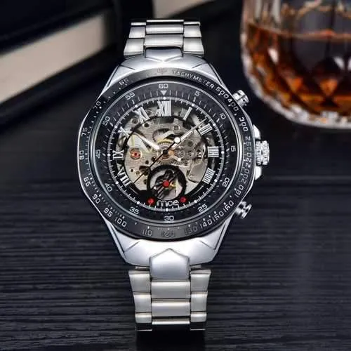 MCE 60275 Luxury Male Self-wind Mechanical Watches Stainless Steel Roman Numeral Wrist Watch