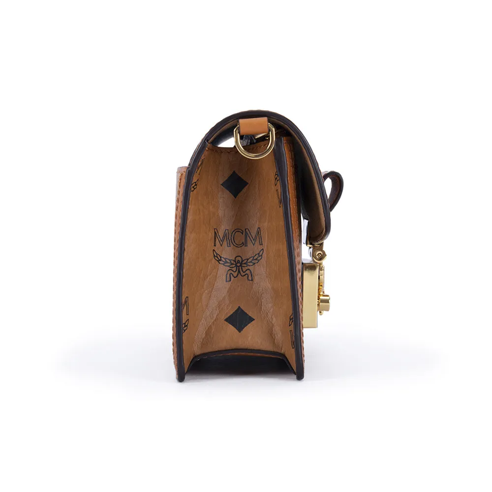 MCM Gretl Visetos Leather Crossbody Bag Cognac  Mini