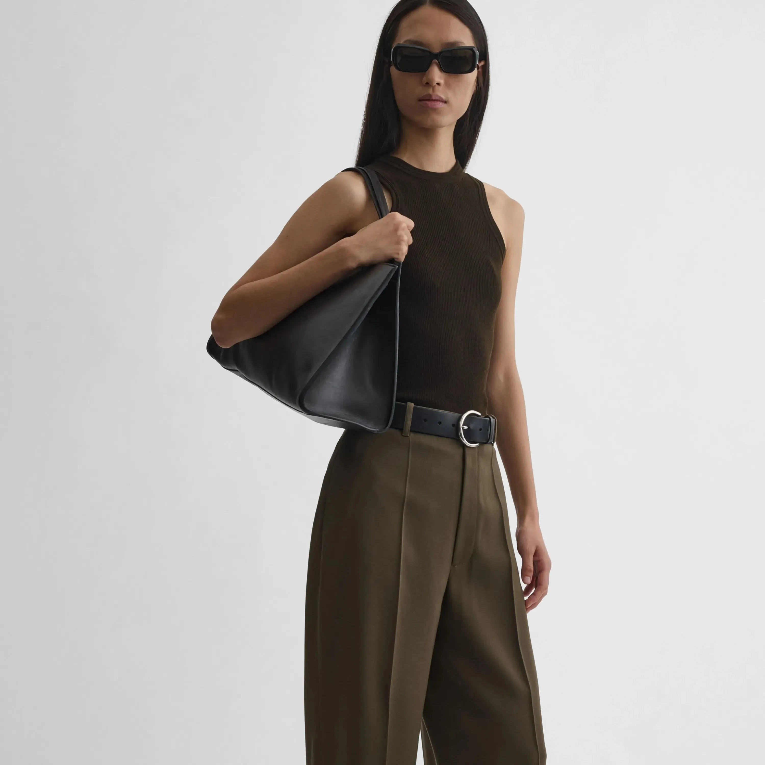 MEDIUM KIT CABAS | black leather with silver